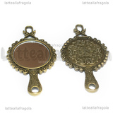 Ciondolo Specchio in metallo color bronzo 60x32mm