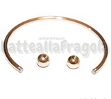 Base Bracciale Rigido in Acciaio Inox Oro Rosa sfere svitabili 60mm