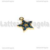 Ciondolo Stella in Acciaio Inox Dorato con pavè di strass blu 15.5x13mm
