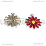Ciondolo Fiore in Acciaio Inox smaltato Rosso 18x15.5mm