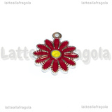 Ciondolo Fiore in Acciaio Inox smaltato Rosso 18x15.5mm