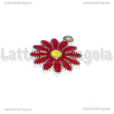 Ciondolo Fiore in Acciaio Inox smaltato Rosso 18x15.5mm