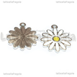 Ciondolo Fiore in Acciaio Inox smaltato Bianco 18x15.5mm