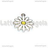 Ciondolo Fiore in Acciaio Inox smaltato Bianco 18x15.5mm