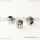 Zucca foro largo in metallo argento antico 10x7mm