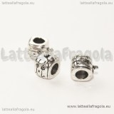 Zucca foro largo in metallo argento antico 10x7mm