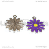 Ciondolo Fiore in Acciaio Inox smaltato Viola 18x15.5mm