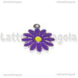 Ciondolo Fiore in Acciaio Inox smaltato Viola 18x15.5mm