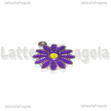 Ciondolo Fiore in Acciaio Inox smaltato Viola 18x15.5mm
