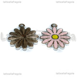 Ciondolo Fiore in Acciaio Inox smaltato Rosa 18x15.5mm
