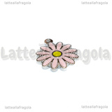 Ciondolo Fiore in Acciaio Inox smaltato Rosa 18x15.5mm