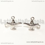 Charm double-face Lampada di Aladino in metallo argentato 22x18mm