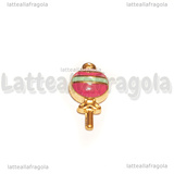 Charm Lecca-lecca in metallo smaltato dorato 17x8.5mm