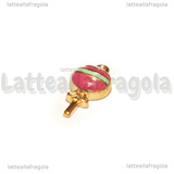 Charm Lecca-lecca in metallo smaltato dorato 17x8.5mm