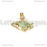 Ciondolo Cenerentola in metallo dorato smaltato 23x20mm