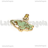 Ciondolo Cenerentola in metallo dorato smaltato 23x20mm