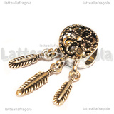Acchiappasogni foro largo in metallo argento antico 27.5x10.5x9mm