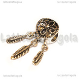 Acchiappasogni foro largo in metallo argento antico  27.5x10.5x9mm