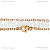 Collana in Acciaio Inox Oro Rosa maglia ovale 2.5x1.5mm 60cm