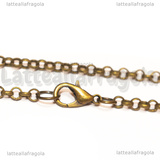 Collana in metallo color bronzo maglie tonde 3x0.5mm 50cm