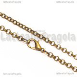 Collana in metallo color bronzo maglie tonde 3x0.5mm 50cm