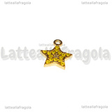 Ciondolo Stella in Acciaio Inox Dorato con pavè di strass giallo 15.5x13mm