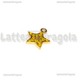 Ciondolo Stella in Acciaio Inox Dorato con pavè di strass giallo 15.5x13mm