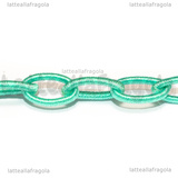 90cm Catena in tessuto poliestere Verde Acqua 11x9mm