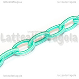 90cm Catena in tessuto poliestere Verde Acqua 11x9mm