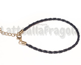 Bracciale in cordino similpelle intrecciato blu scuro 3mm