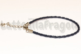 Bracciale in cordino similpelle intrecciato blu scuro 3mm