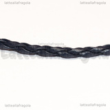 Bracciale in cordino similpelle intrecciato blu scuro 3mm