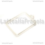 Ciondolo Cornice Rettangolare in metallo argento matto 33.5x21mm