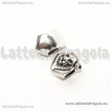 Testa di Leone foro largo in metallo argento antico 13x9mm