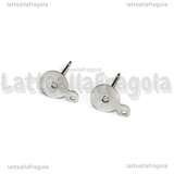 5 Paia di Perni a base piatta con asola 6mm Acciaio Inox 