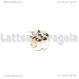 Fiore foro largo in metallo silver plated 10.5x9.5mm