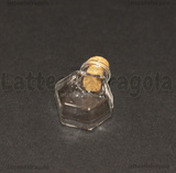 Ciondolo Bottiglietta Esagonale in vetro con tappo in sughero 30x20mm