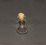 Ciondolo Bottiglietta Pera in vetro con tappo in sughero 30x14mm