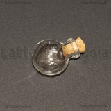 Ciondolo Bottiglietta Tonda in vetro con tappo in sughero 30x18mm