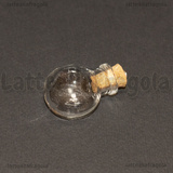 Ciondolo Bottiglietta Tonda in vetro con tappo in sughero 30x18mm