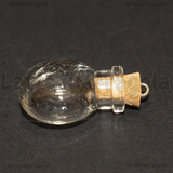 Ciondolo Bottiglietta Tonda in vetro con tappo in sughero 30x18mm