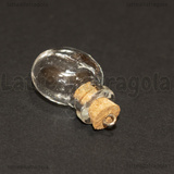 Ciondolo Bottiglietta Tonda in vetro con tappo in sughero 30x18mm
