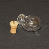 Ciondolo Bottiglietta Tonda in vetro con tappo in sughero 30x18mm