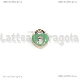 3 Charms Cuore in metallo argentato smaltato azzurro 8x6mm