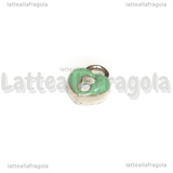 3 Charms Cuore in metallo argentato smaltato azzurro 8x6mm