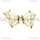 Coppia Ciondoli Farfalla in metallo dorato smaltato Bianco 52x21mm