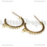 Coppia Perni Semicerchio con Strass in metallo gold plated 22x20mm