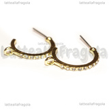 Coppia Perni Semicerchio con Strass in metallo gold plated 22x20mm