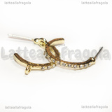 Coppia Perni Semicerchio con Strass in metallo gold plated 22x20mm