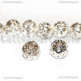 Perla Filigranata Strass Cristal in metallo silver plated 10x9mm